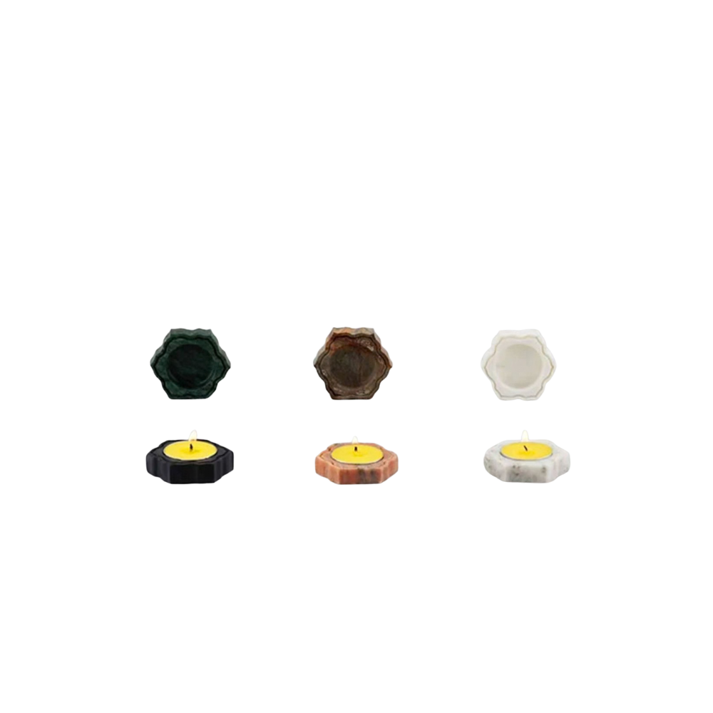 Natural Stone Tealight Candle Holder Set