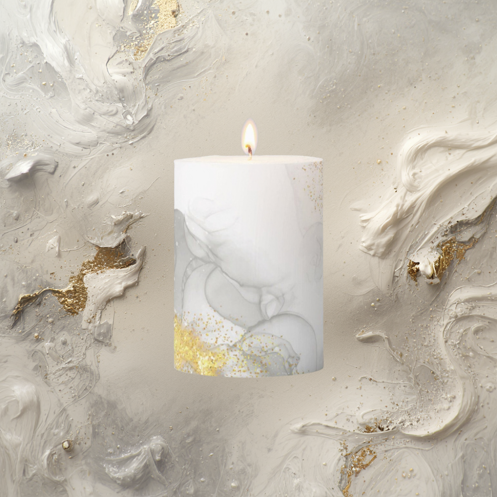 Marble Effect Decorative Pillar Candle