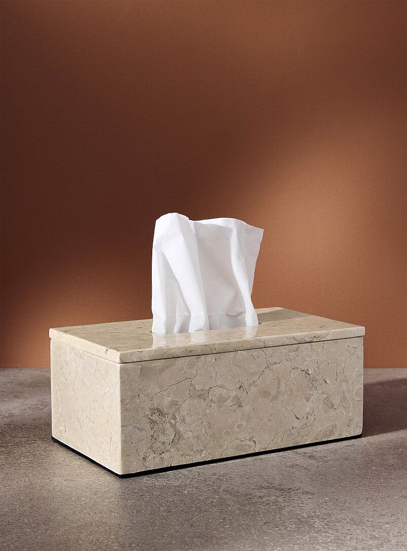 Beige Travertine Marble Tissue Box Holder