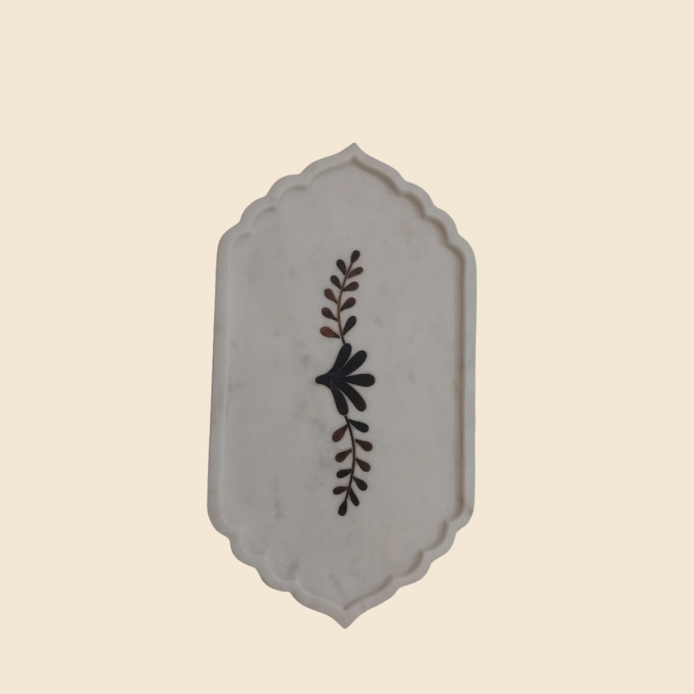 Handcrafted Marble Inlay Decorative Tray